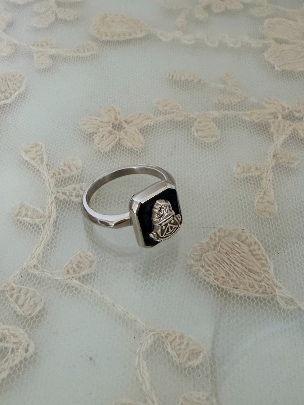 Alpha Delta Pi Sterling Silver Eugenia Tucker Fitzgerald Black Onyx Signet Ring